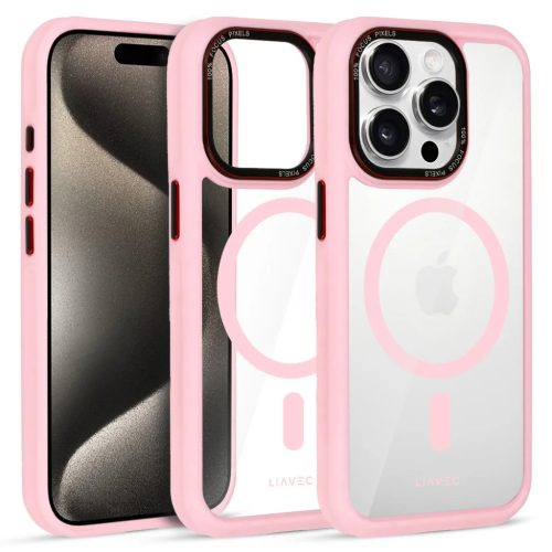 Liavec Hybrid Magsafe Clear tok iPhone 15 Pro Max light pink