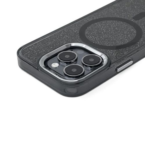 Fekete Glitter tok MagSafe kompatibilitással Samsung Galaxy S25 Edge-hez
