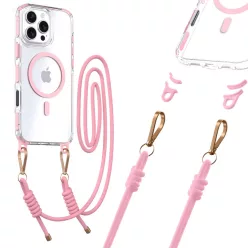   Tel Protect Strap Átlátszó Tok iPhone 16 Pro rózsaszín tok