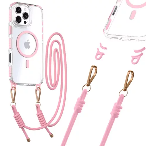 Tel Protect Strap Átlátszó Tok iPhone 16 Pro rózsaszín tok