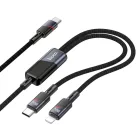 HOCO kábel 2 az 1-ben Type C - Type C + Lightning 5A 100W U139 1,2 m fekete
