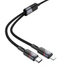 HOCO kábel 2 az 1-ben Type C - Type C + Lightning 5A 100W U139 1,2 m fekete
