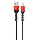 Blavec Kábel Raptor fonott - USB és Type C - 3A 2 méter Apple CarPlay/Android Auto (CRA-UC3BR20) fekete-piros,