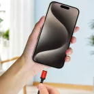 Blavec Kábel Raptor fonott - USB és Type C - 3A 2 méter Apple CarPlay/Android Auto (CRA-UC3BR20) fekete-piros,