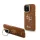 iPhone 16 Pro Barna Guess PU Grained 4G Logo Stand Camera Frame tok