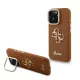 iPhone 16 Pro Barna Guess PU Grained 4G Logo Stand Camera Frame tok