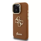 iPhone 16 Pro Barna Guess PU Grained 4G Logo Stand Camera Frame tok