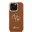 iPhone 16 Pro Barna Guess PU Grained 4G Logo Stand Camera Frame tok