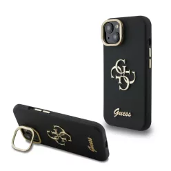   Guess PU Grained 4G Logo Stand Camera Frame tok iPhone 15 Black