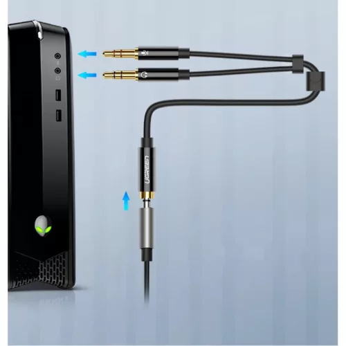 Ugreen 3.5mm elosztó, adapter audio és mikrofon jelre 20Cm fekete (AV140 20899)