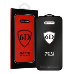   Tel Protect Teljes Ragasztós 6D Matt Edzett Üvegfólia iPhone 14 Fekete üvegfólia