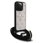 Guess PU 4G Fém Logós Keresztpántos tok iPhone 15 Pro Max Pink tok