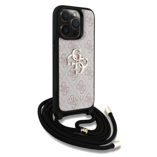 Guess PU 4G Fém Logós Keresztpántos tok iPhone 15 Pro Max Pink tok