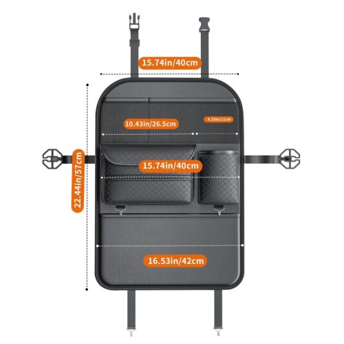 Első ülésekhez való autós szervező rekeszekkel D03 fekete