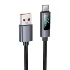 USB A - USB C kábel Hoco 5A kijelzővel 1 m fekete