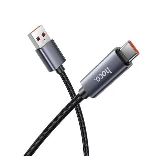 USB A - USB C kábel Hoco 5A kijelzővel 1 m fekete