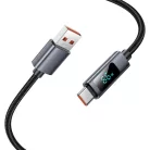 USB A - USB C kábel Hoco 5A kijelzővel 1 m fekete