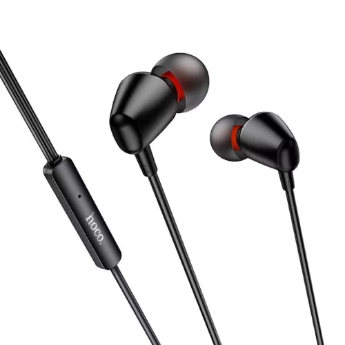 HOCO vezetékes fülhallgató Jack 3,5 mm mikrofonnal M107 fekete