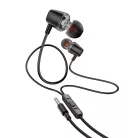 HOCO vezetékes fülhallgató Jack 3,5 mm mikrofonnal M107 fekete