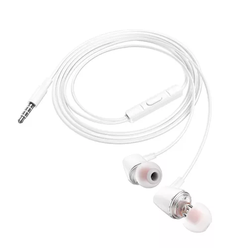 HOCO vezetékes fülhallgatók Jack 3,5 mm mikrofonnal M107 fehér