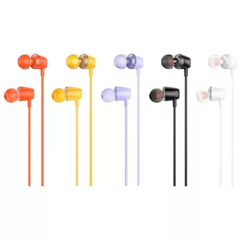 HOCO vezetékes fülhallgatók Jack 3,5 mm mikrofonnal M107 fehér