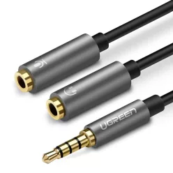   UGREEN 3.5mm audio és mikrofon jel elosztó adapter 20Cm fekete (AV141 30620)