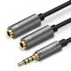 UGREEN 3.5mm audio és mikrofon jel elosztó adapter 20Cm fekete (AV141 30620)