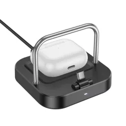   HOCO asztali töltő 2 az 1-ben Type C + vezeték nélküli töltés 5W PD QC 3A 30W CQ16B fekete