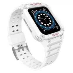   Protect Szíj és Tok Apple Watch 9 / 8 / 7 / 6 / 5 / 4 / 3 / 2 / SE / SE2 (41 / 40 / 38mm) Szíj Páncélozott Tok Óra Fehér