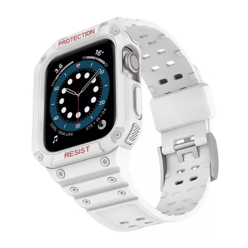 Protect Szíj és Tok Apple Watch 9 / 8 / 7 / 6 / 5 / 4 / 3 / 2 / SE / SE2 (41 / 40 / 38mm) Szíj Páncélozott Tok Óra Fehér