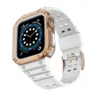 Protect Strap Band karpánt tok Apple Watch 9 / 8 / 7 / 6 / 5 / 4 / 3 / 2 / SE / SE2 (41 / 40 / 38mm) páncélozott tok fehér / rózsa arany