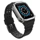 Protect Strap Band pánt és tok Apple Watch 9 / 8 / 7 / 6 / 5 / 4 / 3 / 2 / SE / SE2 (41 / 40 / 38mm) óratok páncélozott borítás fekete / ezüst