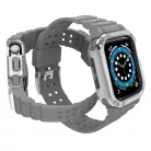 Protect Strap Band tok + szíj Apple Watch 9 / 8 / 7 / 6 / 5 / 4 / 3 / 2 / SE / SE2 (41 / 40 / 38mm) Páncélozott fedél óraszürke / ezüst