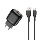 JELLICO hálózati töltő C32 18W 1xUSB QC3.0 + kábel Micro USB Fekete