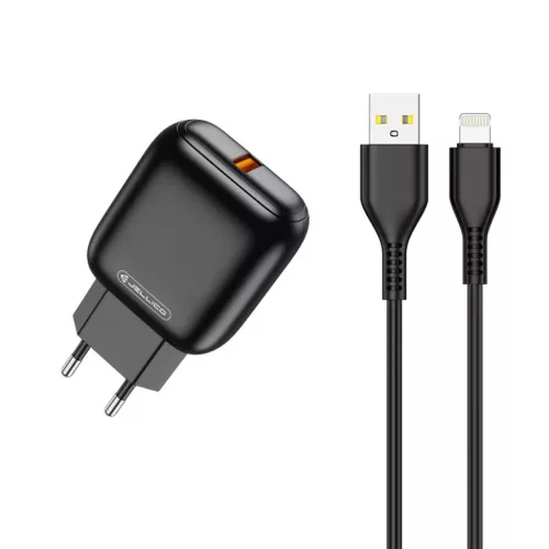 JELLICO fali töltő C32 18W 1xUSB QC3.0 + Lightning kábel Fekete