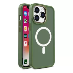 Mágneses Színes Matt tok iPhone 15 Plus - zöld tok