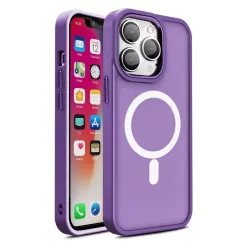Mágneses színes matt tok iPhone 15 Plus - lila tok