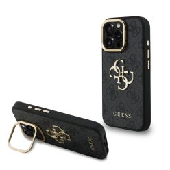   Guess PU 4G Metal Logo Stand Camera Frame iPhone 15 Pro Max fekete tok