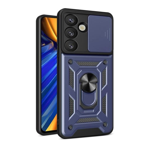 Hybrid Armor Camshield állvánnyal és kameravédővel a Samsung Galaxy S25 Edge-hez - Kék tok