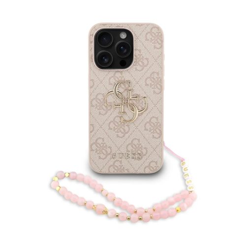 Guess PU 4G Metal Logo Pántos Tok iPhone 15 Pro Max Pink tok