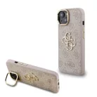 Guess PU 4G Metal Logo Stand Camera Frame tok iPhone 15 Pink