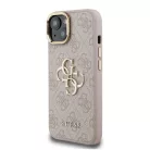 Guess PU 4G Metal Logo Stand Camera Frame tok iPhone 15 Pink