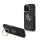 iPhone 16 Pro fekete Guess PU 4G Metal Logo Stand Camera Frame tok