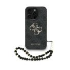 Guess PU 4G Metal Logo Strap tok iPhone 15 Pro Max Fekete