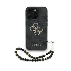 Guess PU 4G Metal Logo Strap tok iPhone 15 Pro Max Fekete