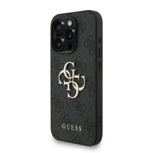 Guess PU 4G Metal Logo Strap tok iPhone 15 Pro Max Fekete