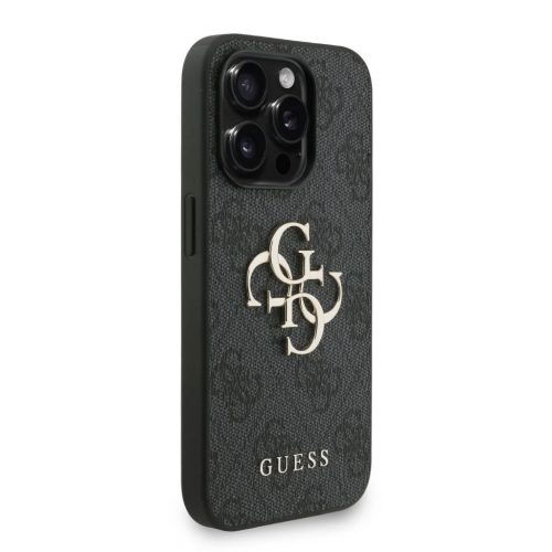Guess PU 4G Metal Logo Strap tok iPhone 15 Pro Max Fekete
