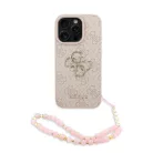 iPhone 16 Pro Pink Guess PU 4G Metal Logo Strap tok