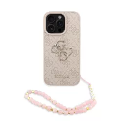 iPhone 16 Pro Pink Guess PU 4G Metal Logo Strap tok