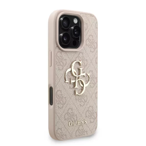 iPhone 16 Pro Pink Guess PU 4G Metal Logo Strap tok